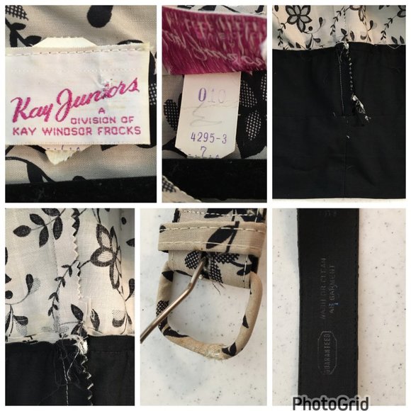 Vintage 50s Tan Floral Fit and Flare Party Dress Matching Belt Pleated Skirt VLV - Picture 8 of 16